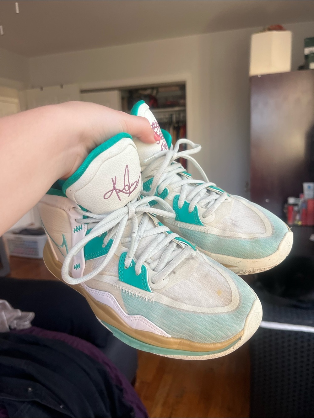 Kids’ Athletic Sneakers in Teal and White